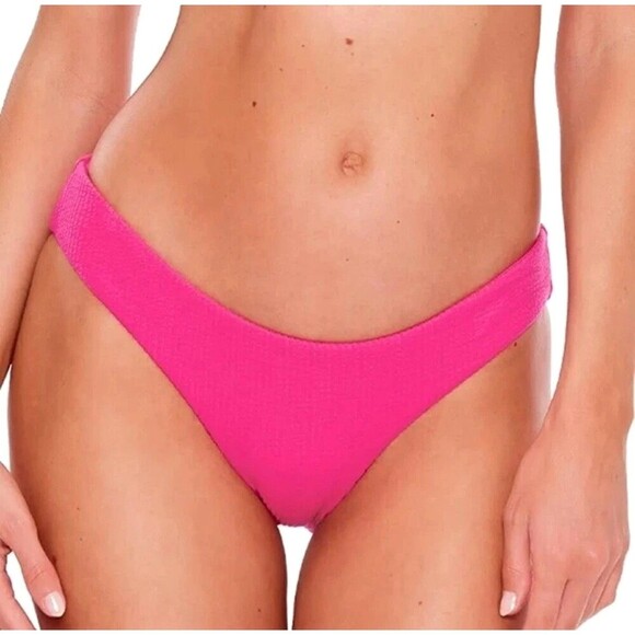 Becca by Rebecca Virtue Adela Womens S Pink Bikini Bottom Ruched Hipster 1036N1 - Picture 1 of 12